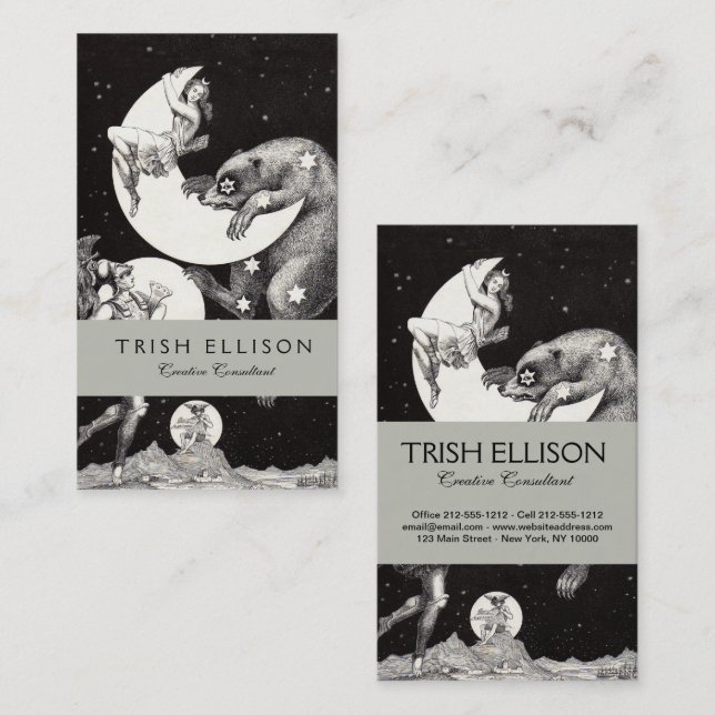 Carte De Visite Lune céleste ciel Univers Dieu Nuit Illustration (Devant / Derrière)