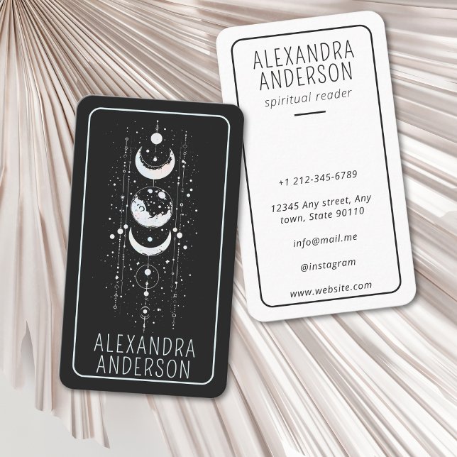 Carte De Visite Lune céleste Phases mystique Holistique Spirituell (Celestial Moon Phases Mystical Holistic Spiritual Business Card)