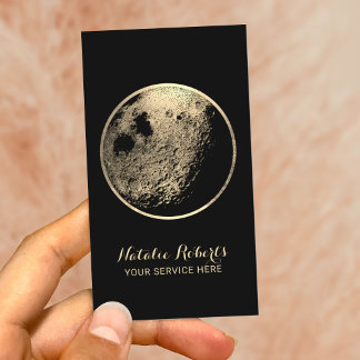 Carte De Visite Lune d'or Elegant Salon de Beauté Noir & Or