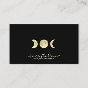 Carte De Visite Lune dorée aquarelle minuscule noire
