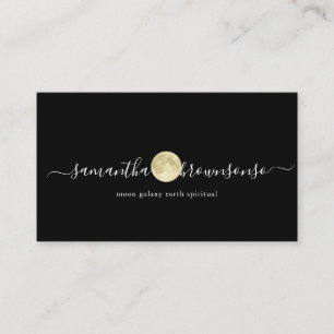 Carte De Visite Lune dorée aquarelle noire minuscule