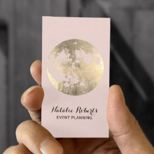 Carte De Visite Lune dorée moderne Elégant Blush Pink Event Planni