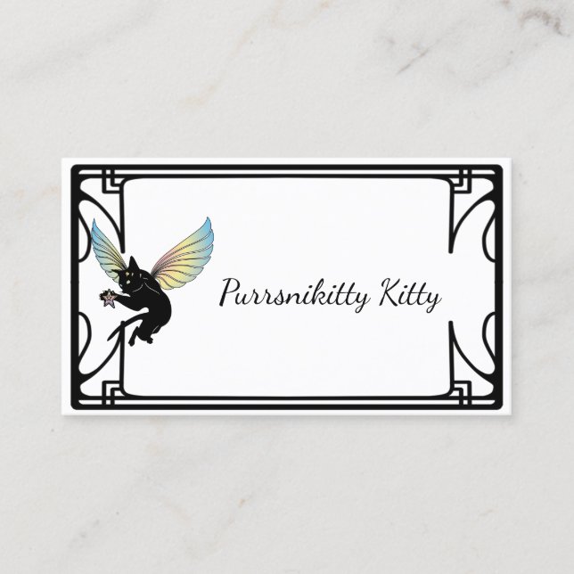 Carte De Visite Lune et étoiles cosmiques de chat (Devant)