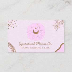 Carte De Visite Lune Étoiles Brun Rose Reiki Spirituel