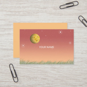 Carte De Visite Lune fantastique et ciel étoilé silencieux.