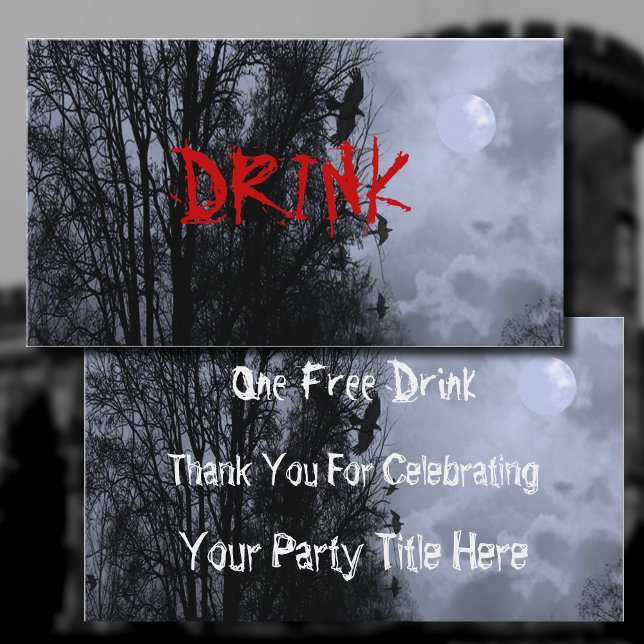 Carte De Visite Lune hantée avec Ravens Blue Mist Drink billet (Créateur téléchargé)
