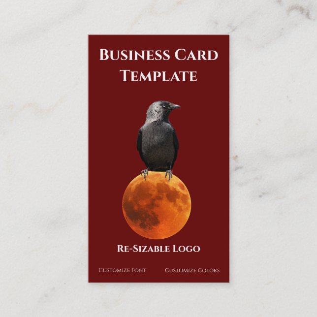 Carte De Visite Lune rouge sang et logo corbeau (Devant)