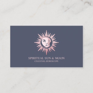 Carte De Visite Lune spirituelle Soleil Astrologie céleste marine