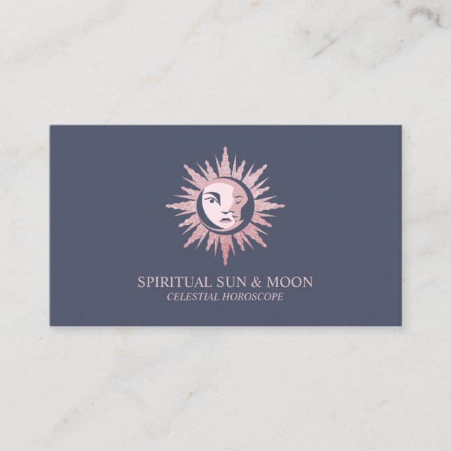 Carte De Visite Lune spirituelle Soleil Astrologie céleste marine (Devant)