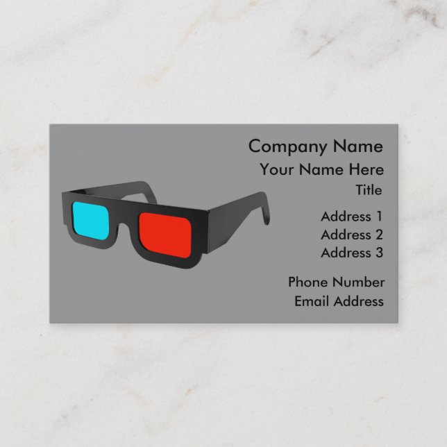 Carte De Visite Lunettes 3D Rétro Graphique (Devant)