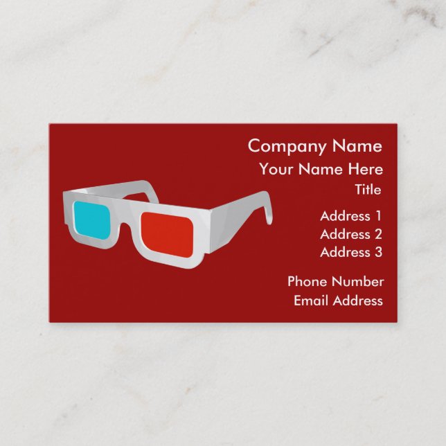 Carte De Visite Lunettes 3D Rétro Graphique (Devant)
