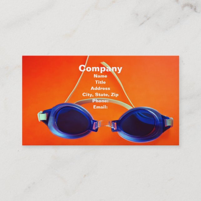 Carte De Visite Lunettes bleues de natation sur l'orange (Devant)