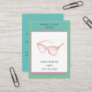 Carte De Visite Lunettes de soleil Turquoise Retro 80 Miami