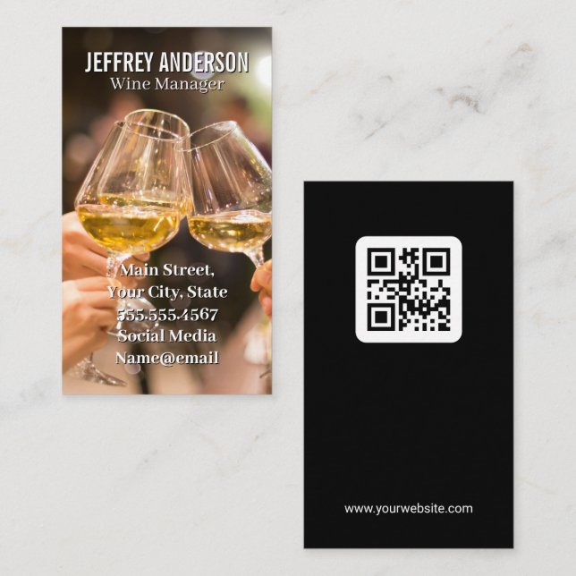 Carte De Visite Lunettes de vin | Code QR (Devant / Derrière)