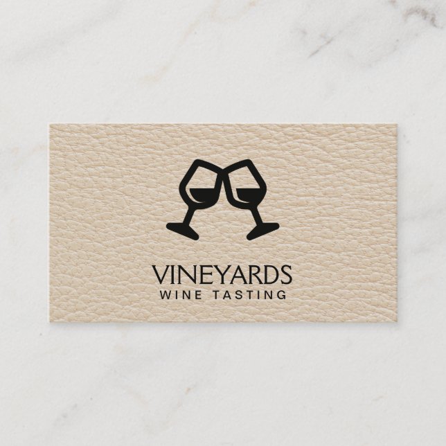 Carte De Visite Lunettes de vin Toast Cuir (Devant)