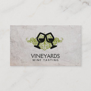 Carte De Visite Lunettes de vin Toast   Raisins et vignes