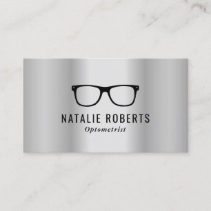 Carte De Visite Lunettes d'oeil optométriste moderne argent méta