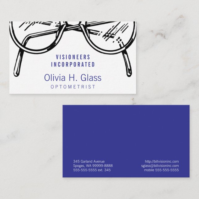 Carte De Visite Lunettes Optique Vision (Devant / Derrière)