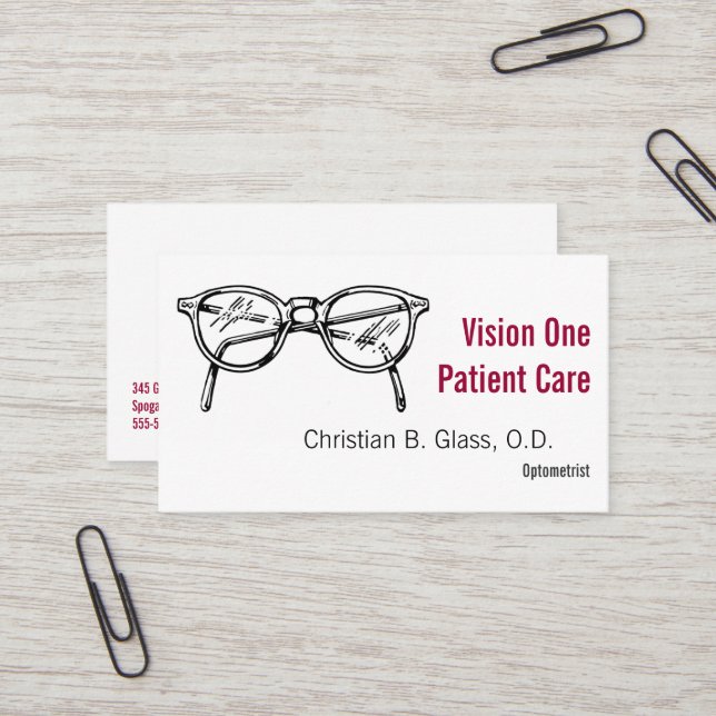 Carte De Visite Lunettes Optique Vision Montures (Devant/Arrière en situation)