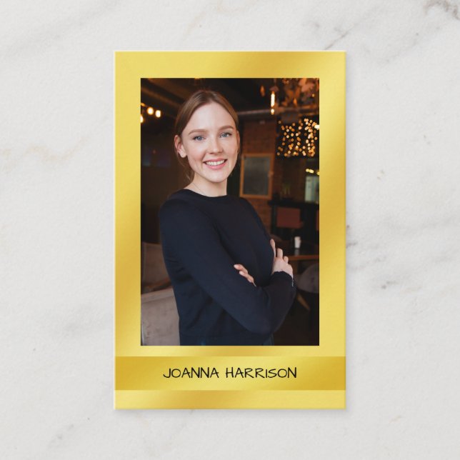 Carte De Visite Lusciant élégant moderne brillant or photo europée (Devant)