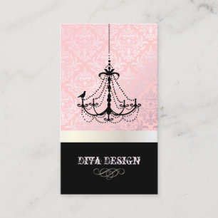 Carte De Visite Lustre + Baroque Céline damas / perle + rose