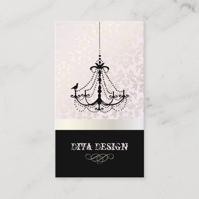 Carte De Visite Lustre + damas baroque /perle + rose (Devant)