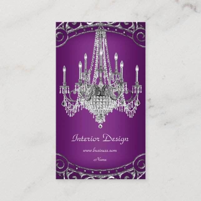 Carte De Visite Lustre élégant en prune argenté pour la décoration (Devant)