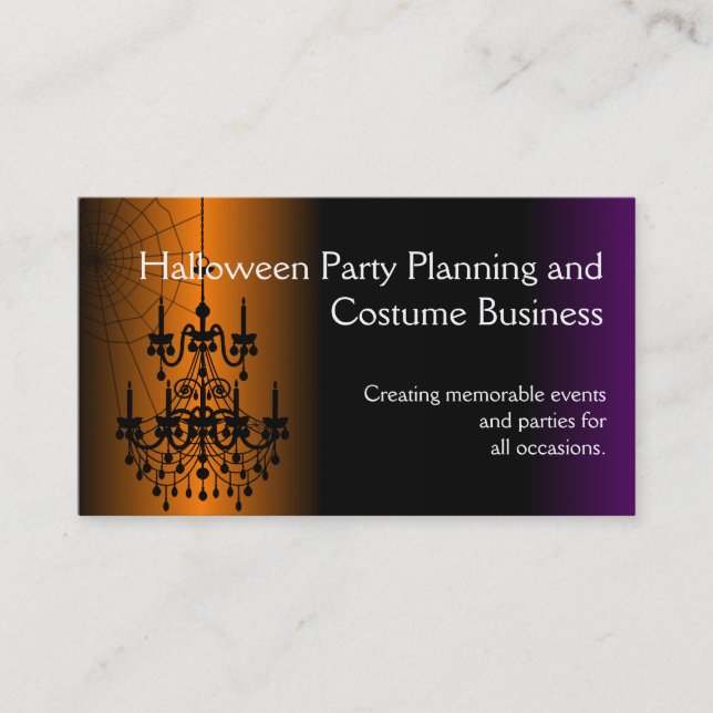 Carte De Visite Lustre Halloween Orange/Noir (Devant)