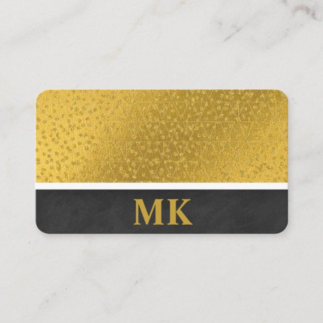Carte De Visite Lux Texture et Gold Speck | Monogramme (Devant)