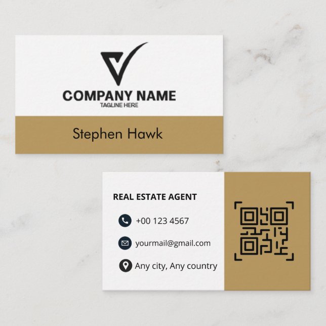 Carte de visite luxe avec logo personnalisé Agent  (Devant / Derrière)
