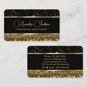 Carte De Visite Luxe Black & Gold Sparkly
