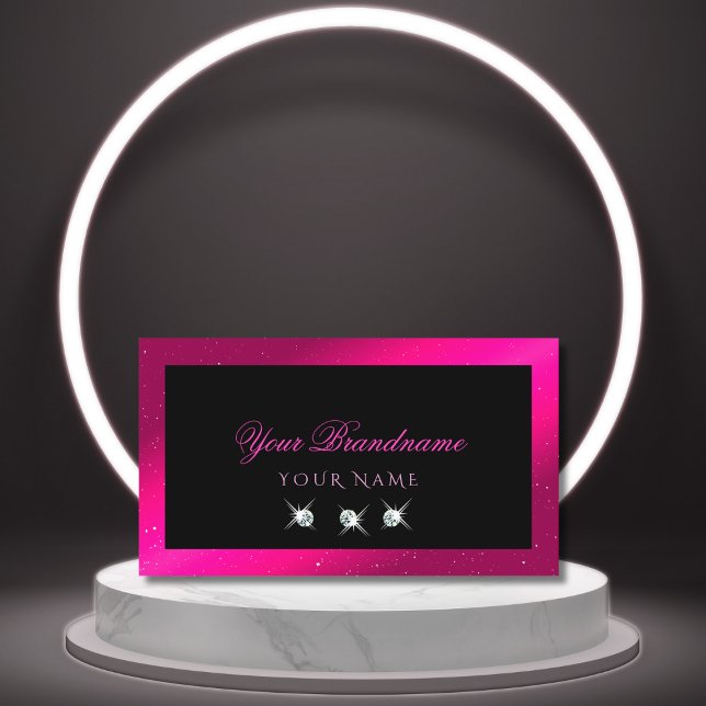 Carte De Visite Luxe Black Pink Sparkle Diamonds Professionnel (Créateur téléchargé)