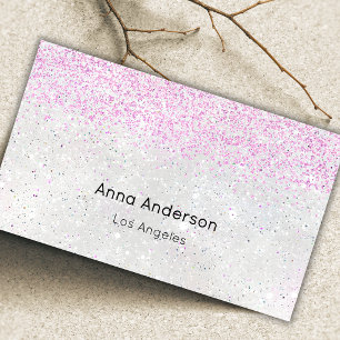 Carte De Visite Luxe Blanc Perle Rose Faux Paillettes