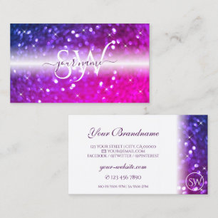 Carte De Visite Luxe blanc rose violet Parties scintillant étincel