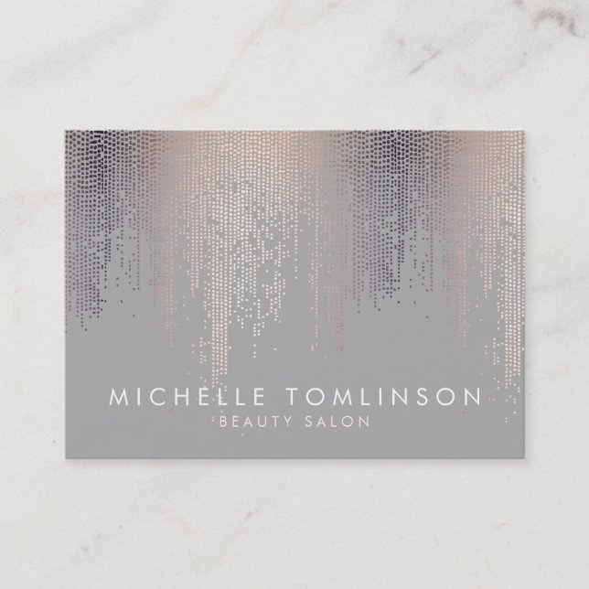 Carte De Visite Luxe Blush Confetti Pluie Motif Gris (Devant)