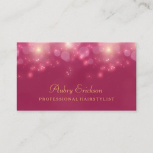 Carte De Visite Luxe Bokeh Rose Twinkle coiffeur professionnel