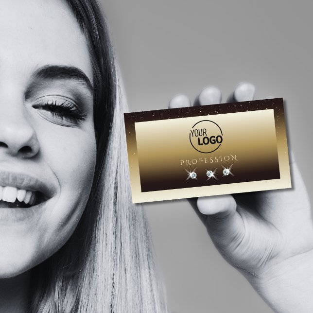 Carte De Visite Luxe Brown Beige Ombre Sparkle Diamonds Ajouter lo (Créateur téléchargé)