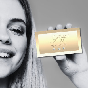 Carte De Visite Luxe Crème Beige Ombre Sparkle Diamonds Monogramme
