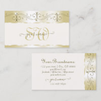 Luxe Crème Or Ornate Bijoux Étincelant Monogramme