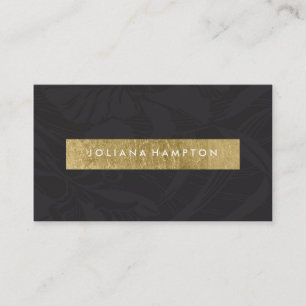 Carte de visite Luxe de feuille d'or florale noire