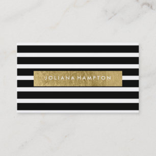 Carte de visite Luxe de feuille d'or noire moderne