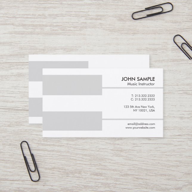 Carte De Visite Luxe d'instruction de leçons de musique de (Devant/Arrière en situation)