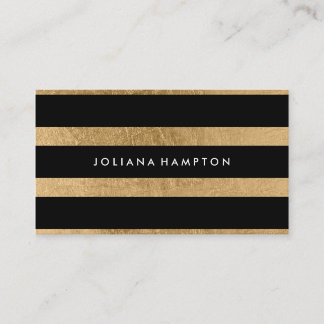 Carte de visite Luxe d'or noir moderne, aluminium (Devant)