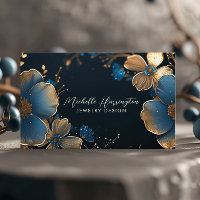 Luxe Elegance Gold et Blue Floral Jewelry Design