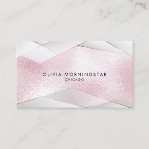 Carte De Visite Luxe Élégant Facettes Rose Or Blanc Transparent