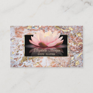 Carte De Visite Luxe Élégant Marbre Pailleté Lotus Moderne, Élégan