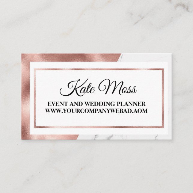 Carte De Visite Luxe Elegant Rose Gold (Devant)