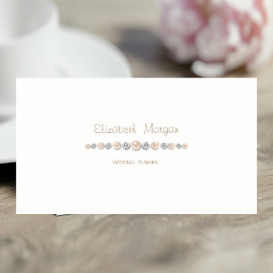 Carte De Visite Luxe Élégant Simple,Blanc ,Diamants,Perles