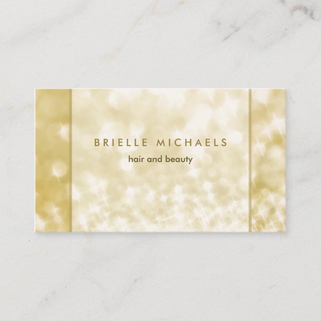 Carte De Visite Luxe FAUX Gold Bokeh Sparkle cheveux et beauté (Devant)