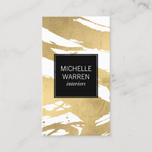 Carte De Visite Luxe Faux Gold Brushstrokes Designer